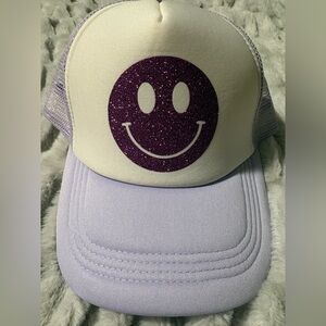 Lavender Glitter Smiley Face Women's Trucker Hat